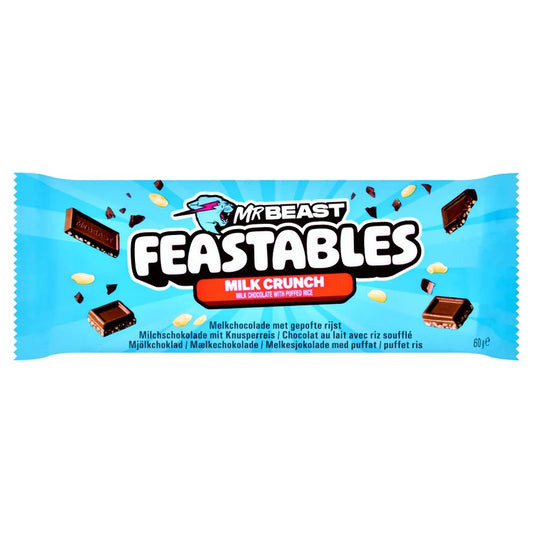 Feastables MrBeast Milk Crunch Milk Chocolate with Puffed Rice Bar 60g